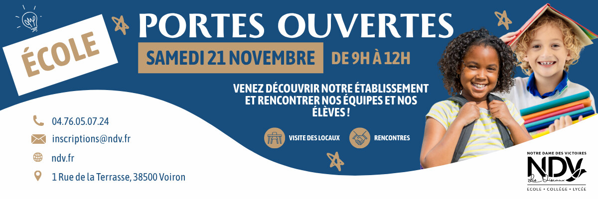 Portes ouvertes &eacute;cole : samedi 21 novembre de 9h &agrave; 12h
